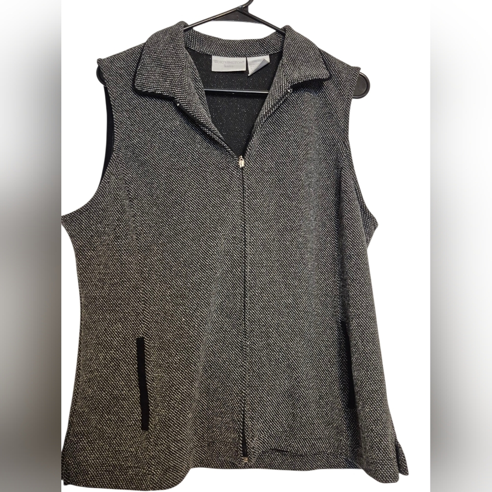Worthington Black and White Tweed Knit Vest
